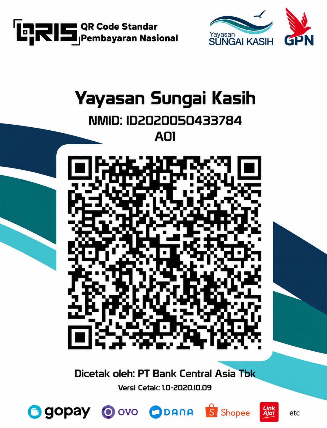 QRIS Yayasan Sungai Kasih — QR Code Standar Pembayaran Nasional, scan untuk donasi